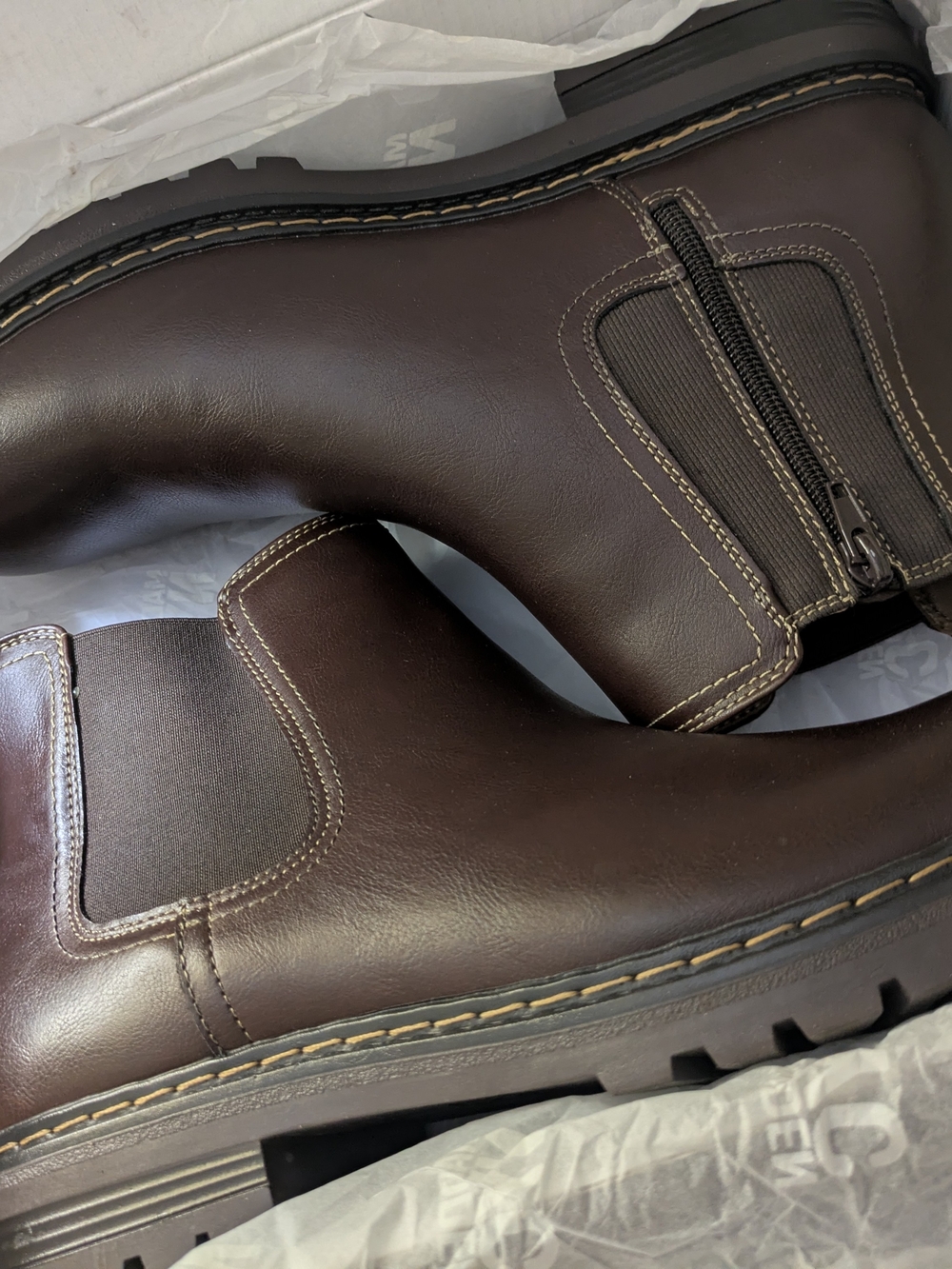 Men's Dark Brown Leather Chukka Zip Boots